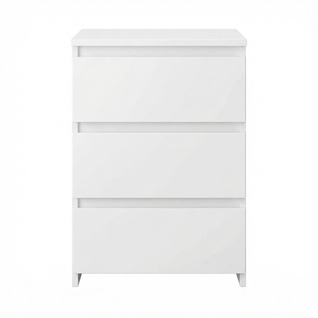 Bedside Table 3 Drawers White 45x35x61cm