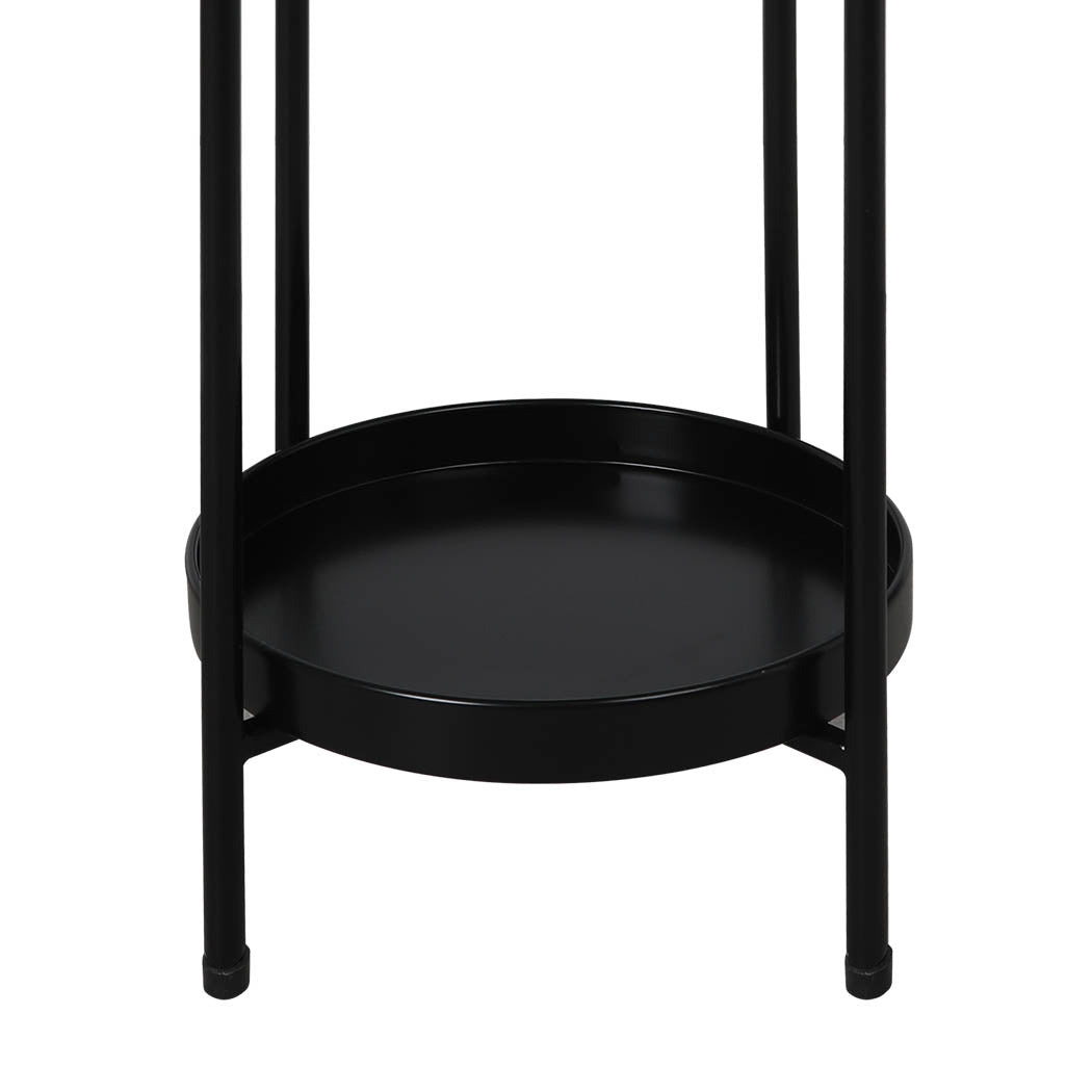 Black 2 Tier Plant Stand Large Garden Indoor Flower Holder