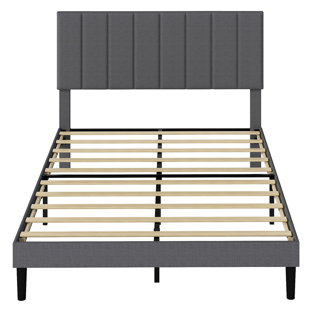 Double Bed Frame Upholstered Grey 193.5x140x103cm