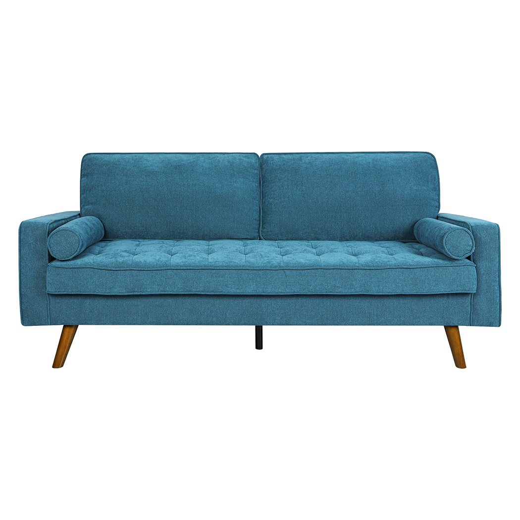 Stylish Fabric Sofa Armchair 3 Seater Couch Blue 191cm Wide | Blue colour