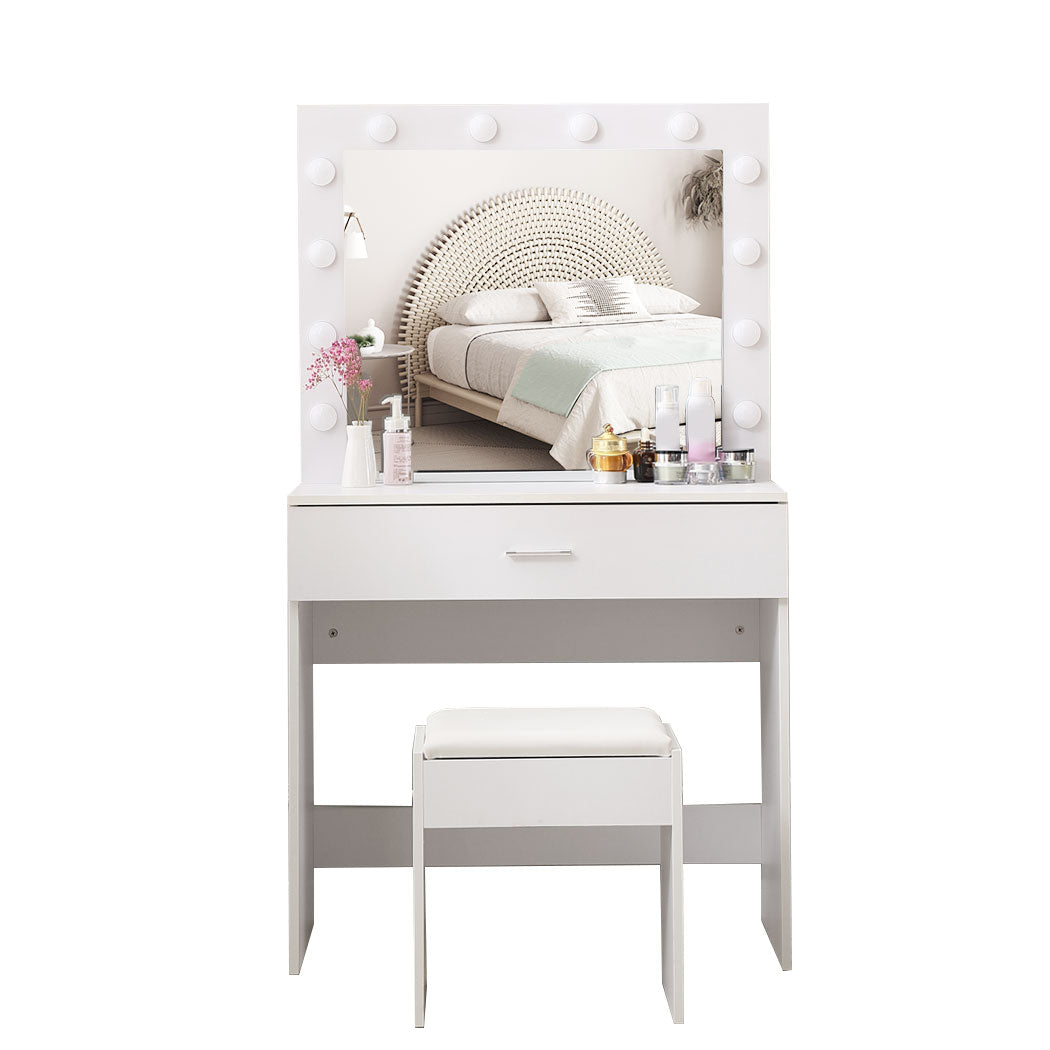 Dressing Table Set with Mirror Stylish Makeup Vanity Organizer