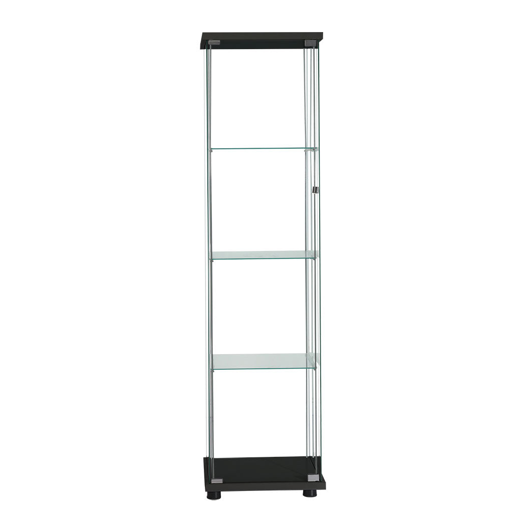 Contemporary Display Storage Cabinet Glass Black  High Back Support | Glass finish