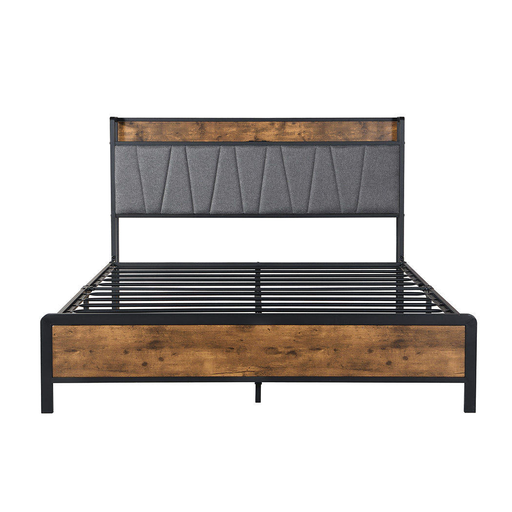 Tufted Double Bed Frame With USB Charging Headboard | Double