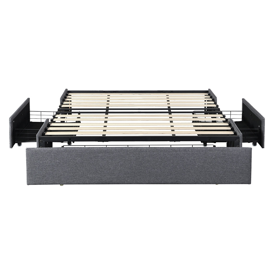 King Size Fabric Bed Frame Storage 206x188x30cm
