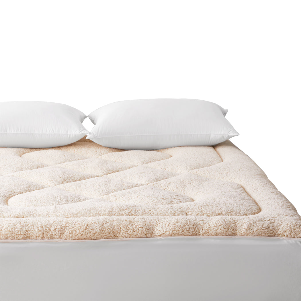 King Wool Mattress Topper Underlay Cozy Breathable Comfort