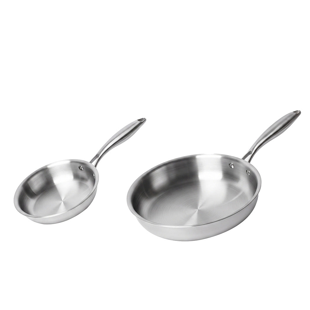 Stainless Steel Frying Pan Set Tri Ply 49x28x6cm