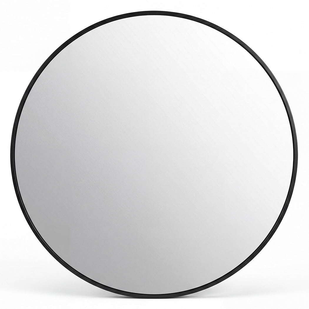 60cm Round Bathroom Mirror Black Frame HD Glass | Simpledeals
