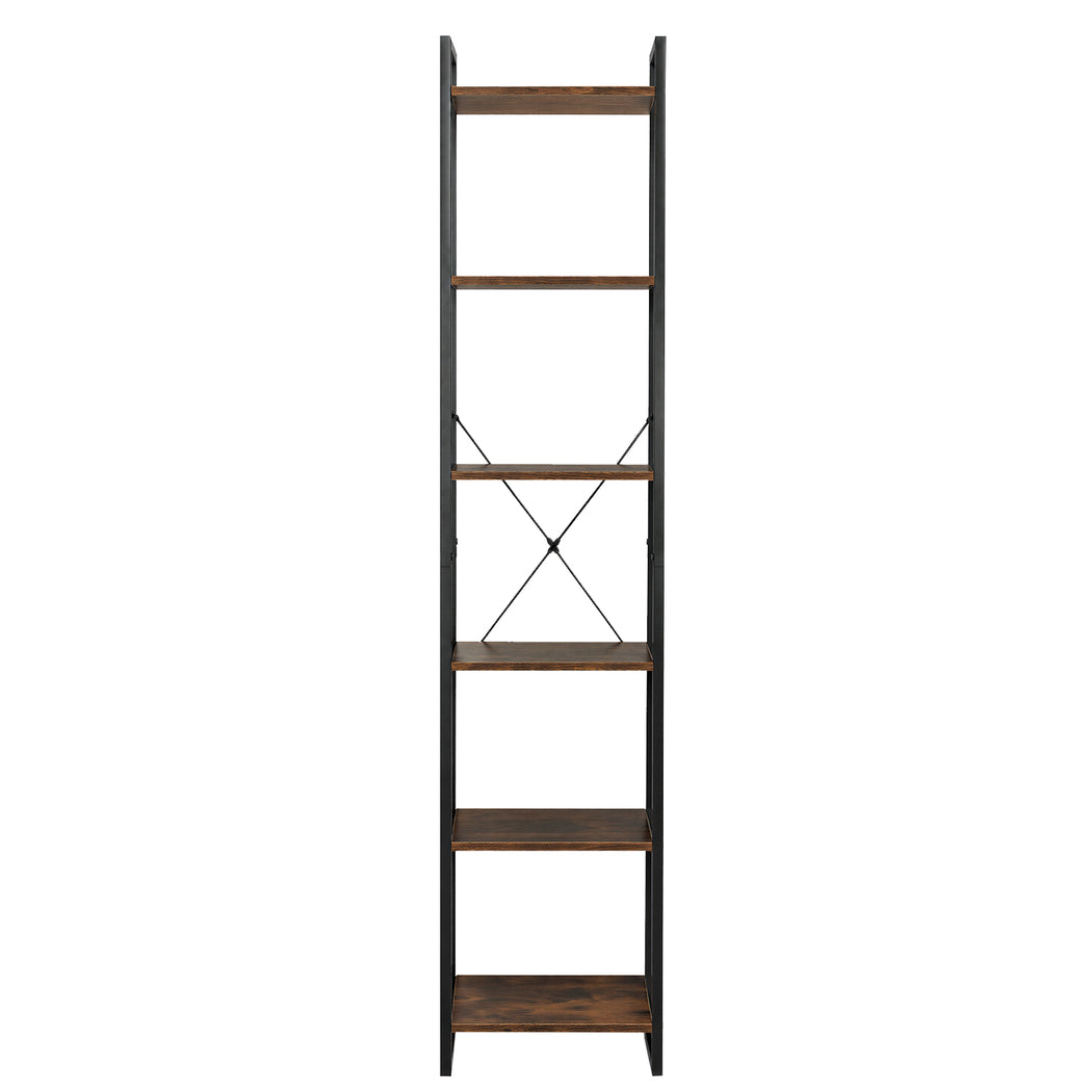 6 Tier Tall Bookshelf Industrial Bookcase | Simpledeals