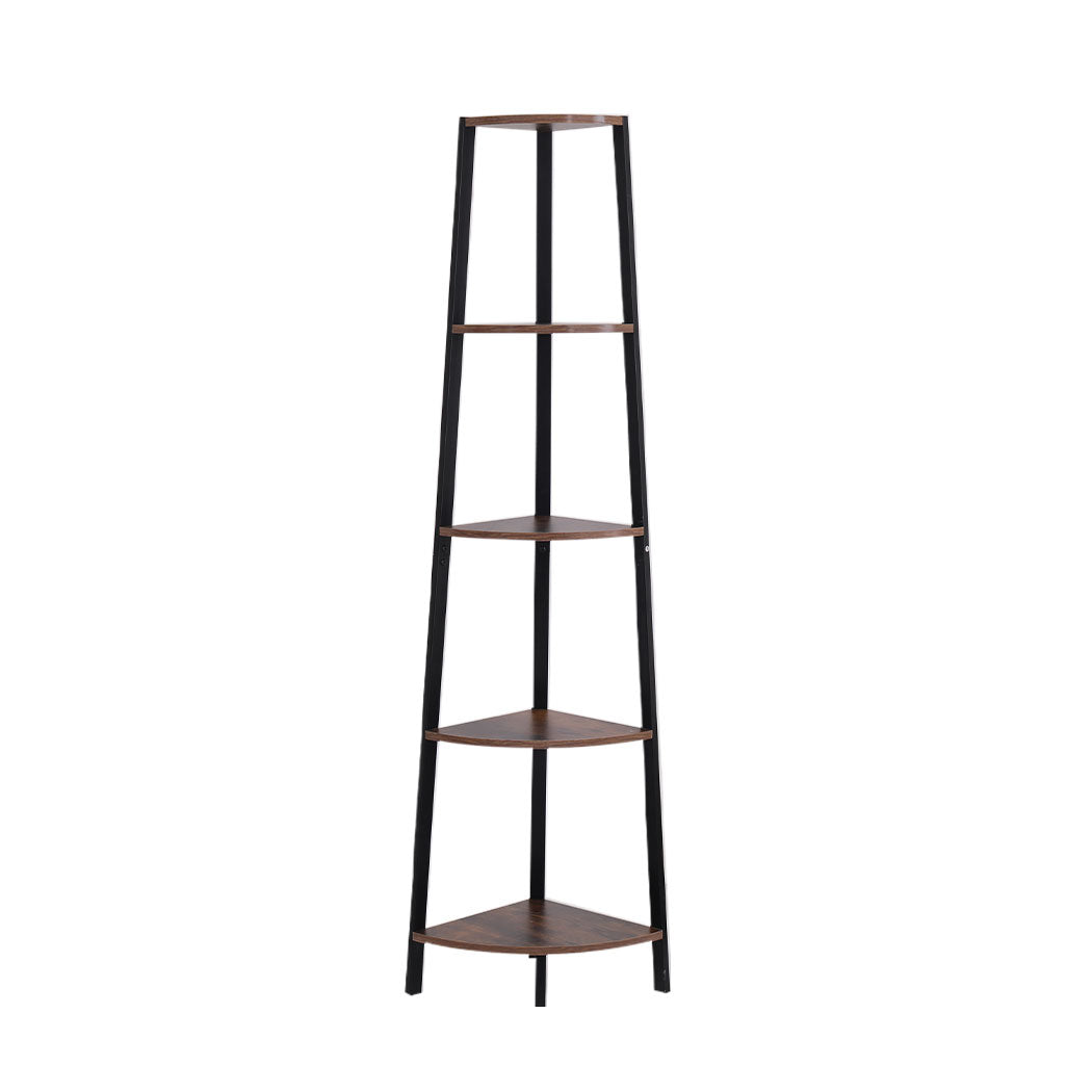 5 Tier Corner Shelf Industrial Ladder Shelf Display Rack