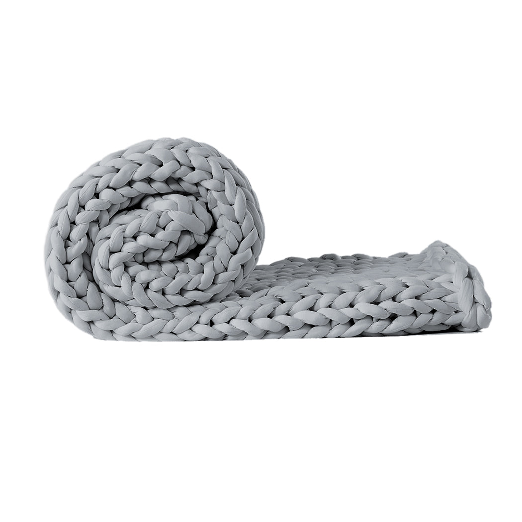 id4 - Compact Knitted Weighted Blanket Chunky Grey Kids  Scandi Inspired