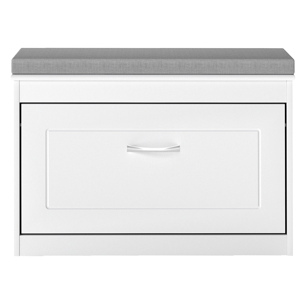 Shoe Rack Storage Bench White 75x24x51cm