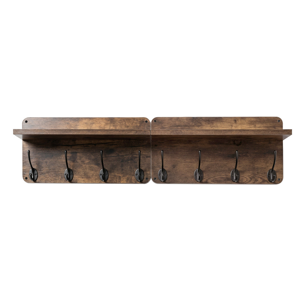 Wall Mounted Coat Rack Shelf Hooks Set 2pc | Simpledeals