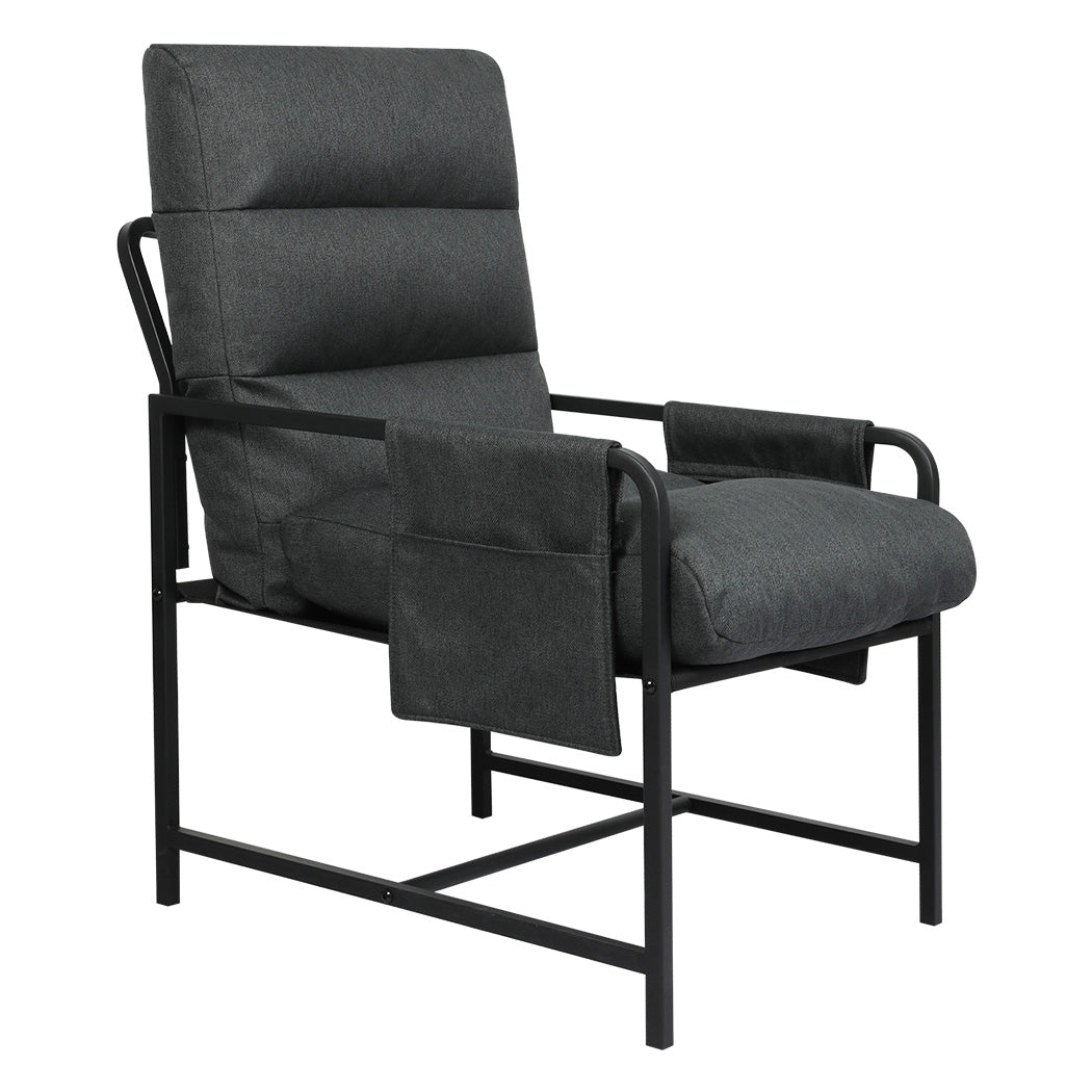 Functional Metal Framed Lounge Chair Linen in Dark Grey  Scandi | Metal finish