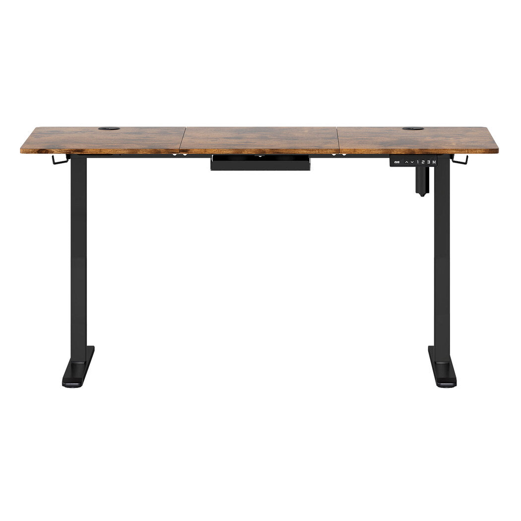 Adjustable Steel Desk - Oak 140x60x72cm