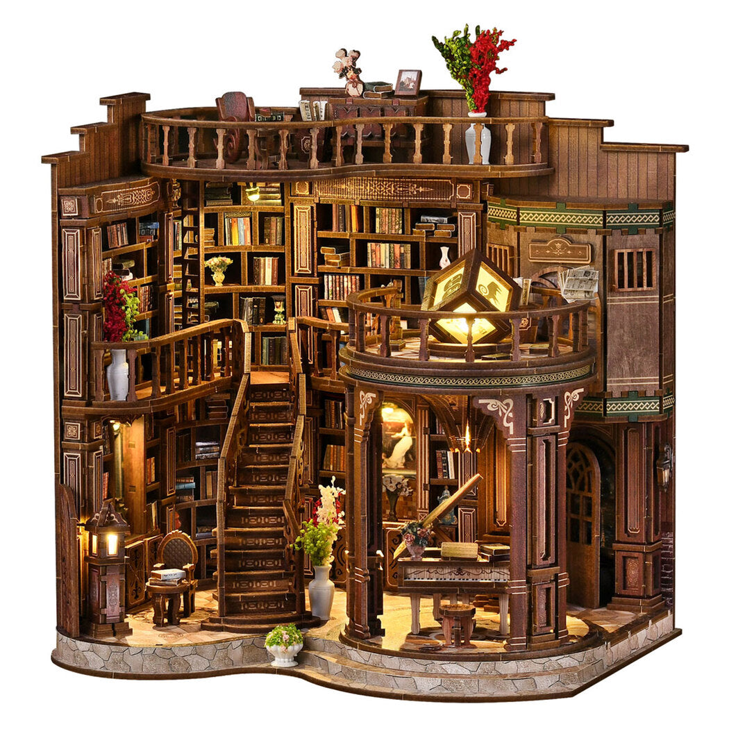 Vintage Library Book Nook Kit Walnut 23x17x23cm