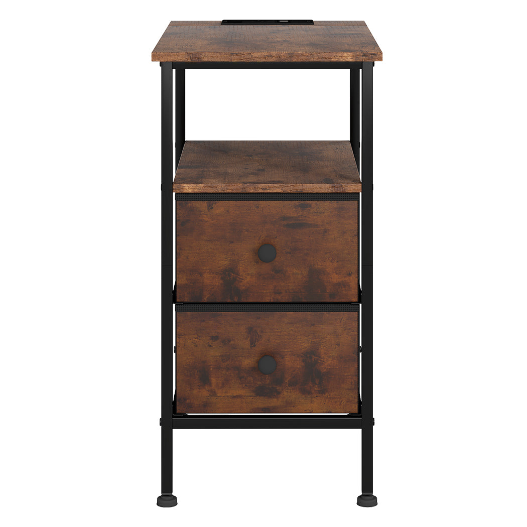 Brown Bedside Table With Drawers 48x30x60cm