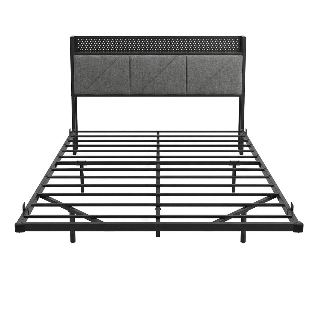 Double Bed Frame LED USB Headboard Storage | Simpledeals
