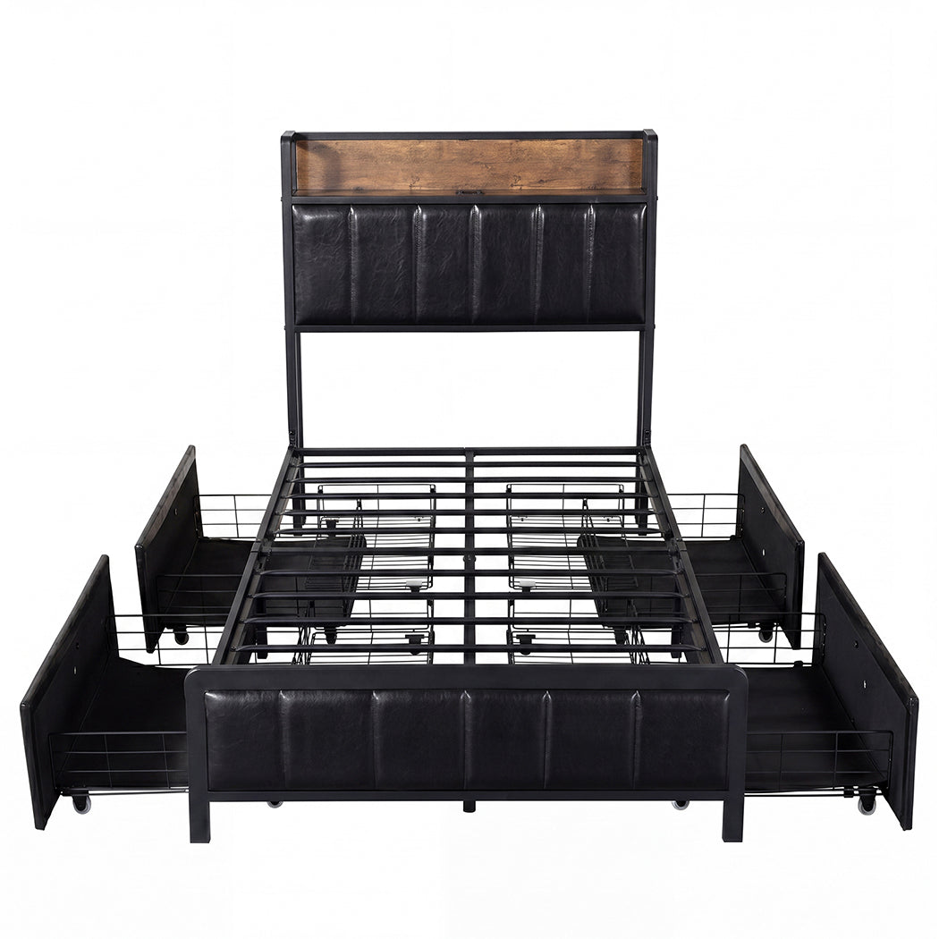 Single Bed Frame Storage Drawer 208x95x101cm