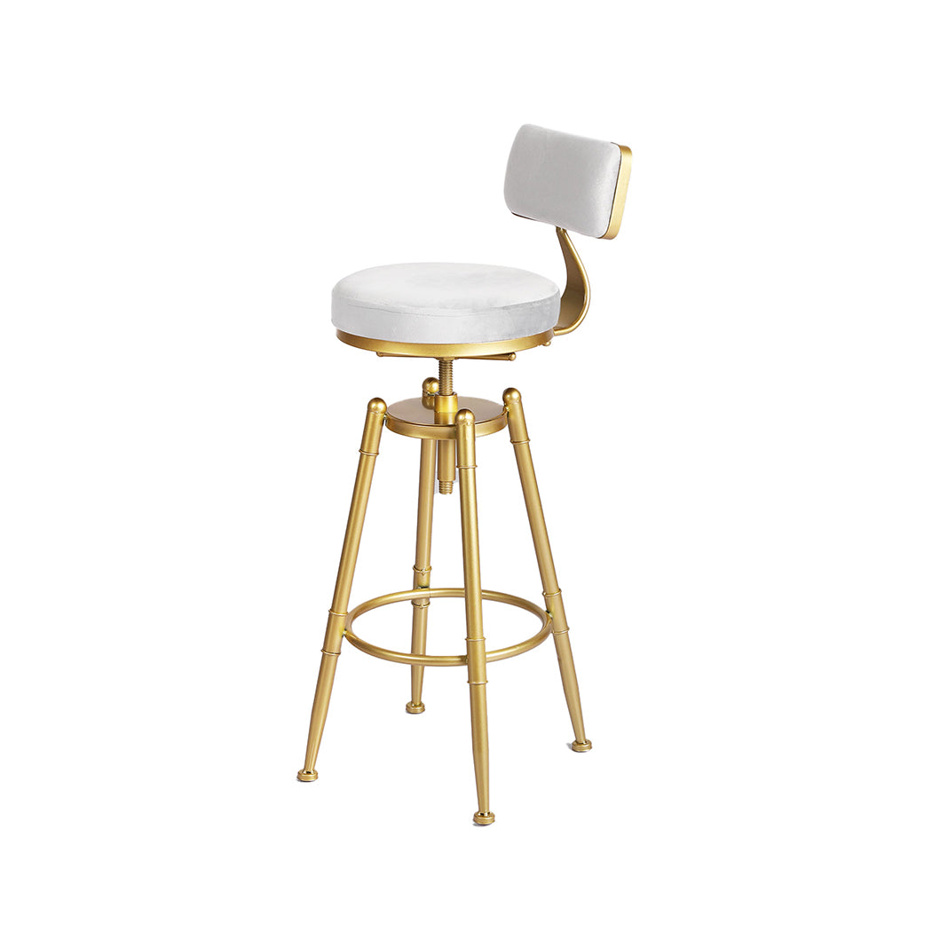 White Velvet Bar Stool Chair 33x33x70cm