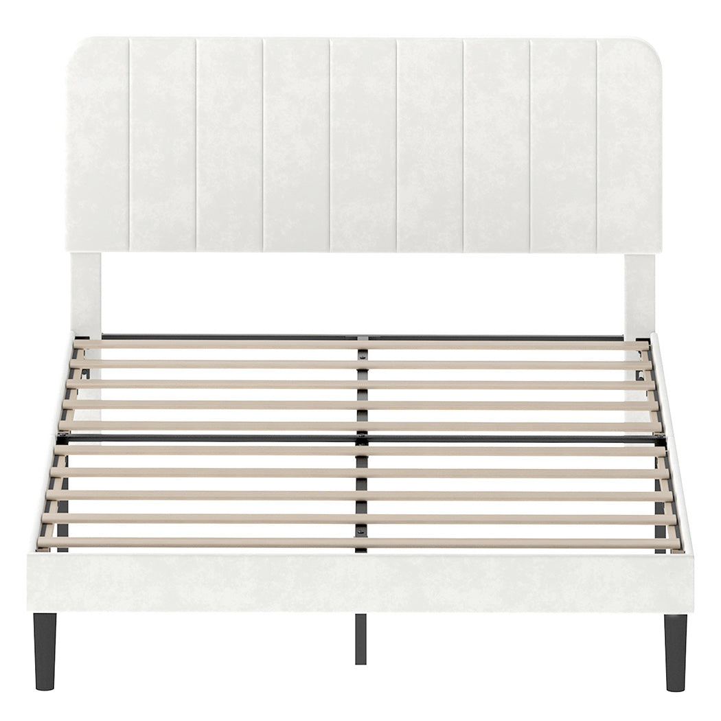 Double Bed Frame Upholstered White 190x139.5x113cm