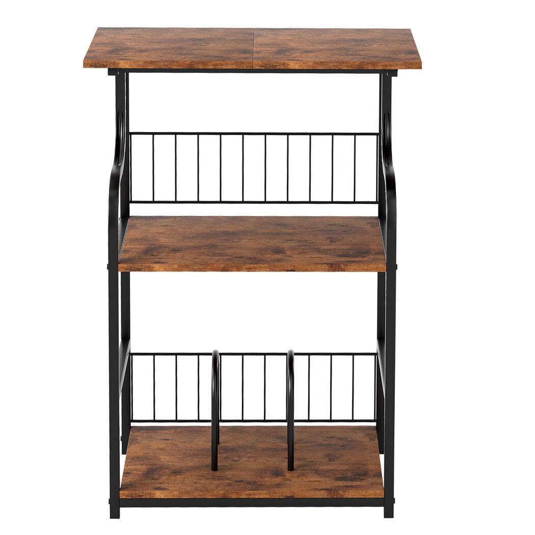Side Table 3 Tier Storage Brown 50x30cm