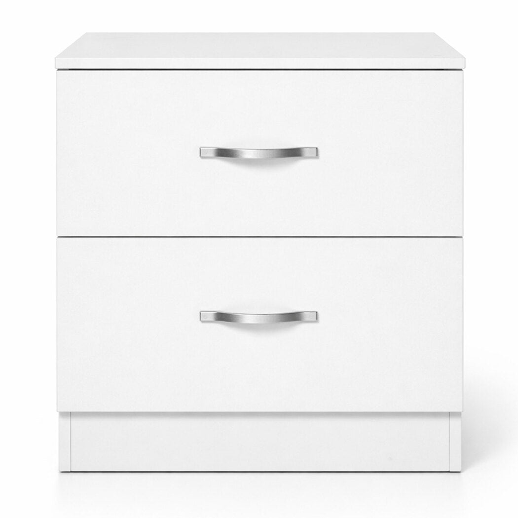 Bedside Table 2 Drawers White 40x36x47cm