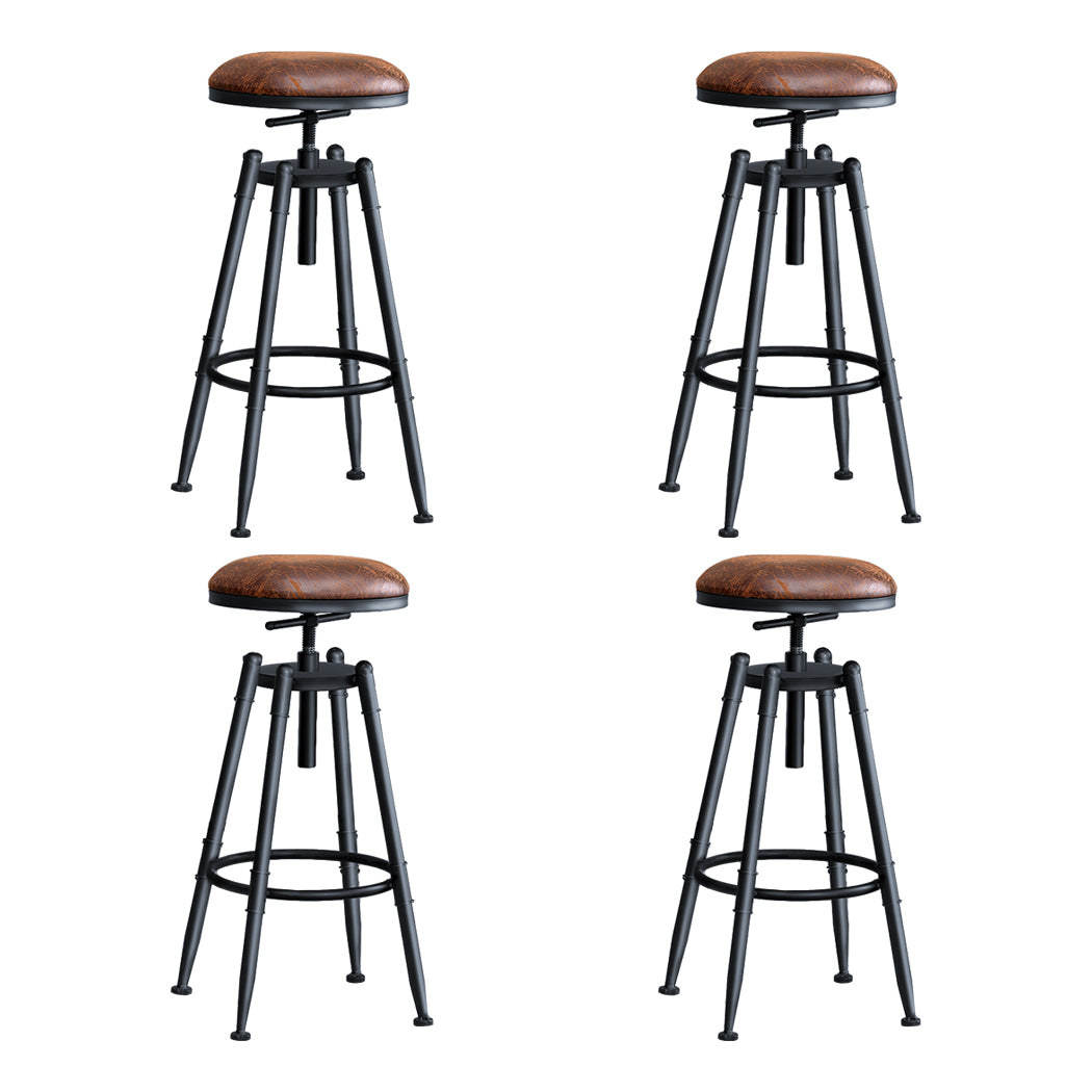 Rustic Stool Stool Barstool - 4x Bar Stools Industrial Kitchen