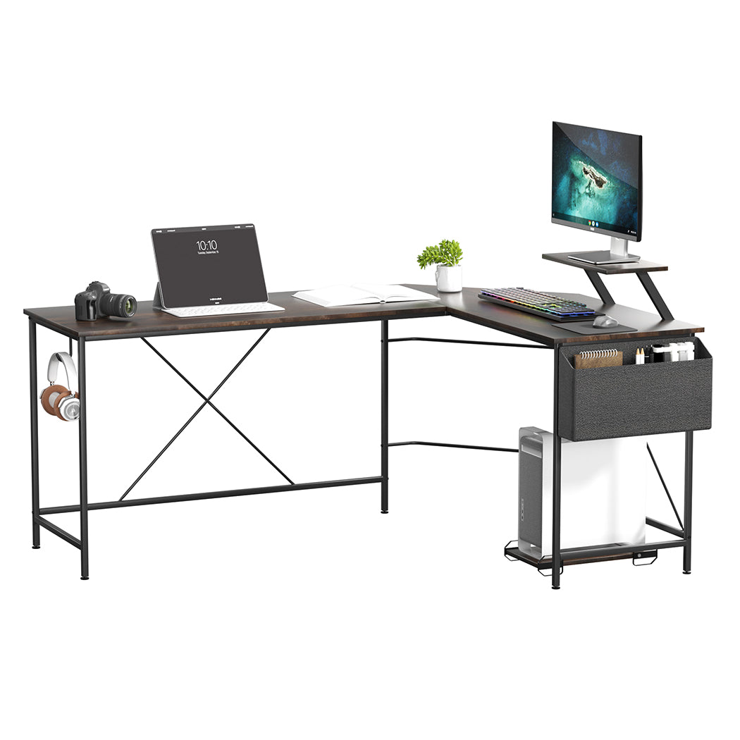 id11&12 - Contemporary Computer Desk Corner Desk Brown  Scandi Inspired Design