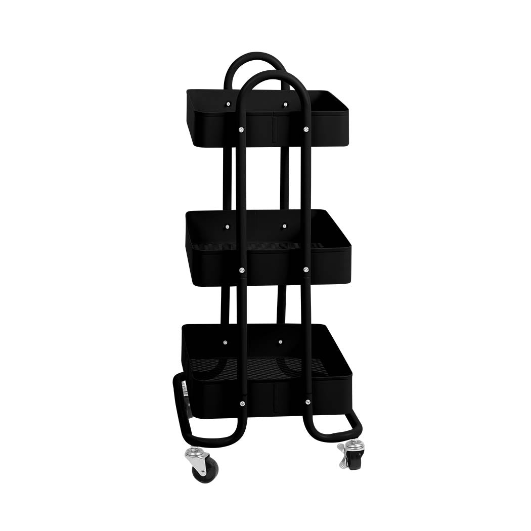 3 Tiers Kitchen Trolley Cart Black | Black colour