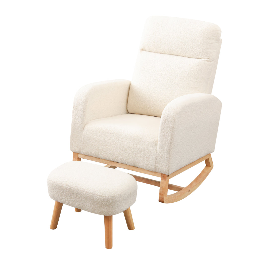 Stylish Rocking Chair Ottoman Footrest With Side Pocket  Comfortable | id11&12
