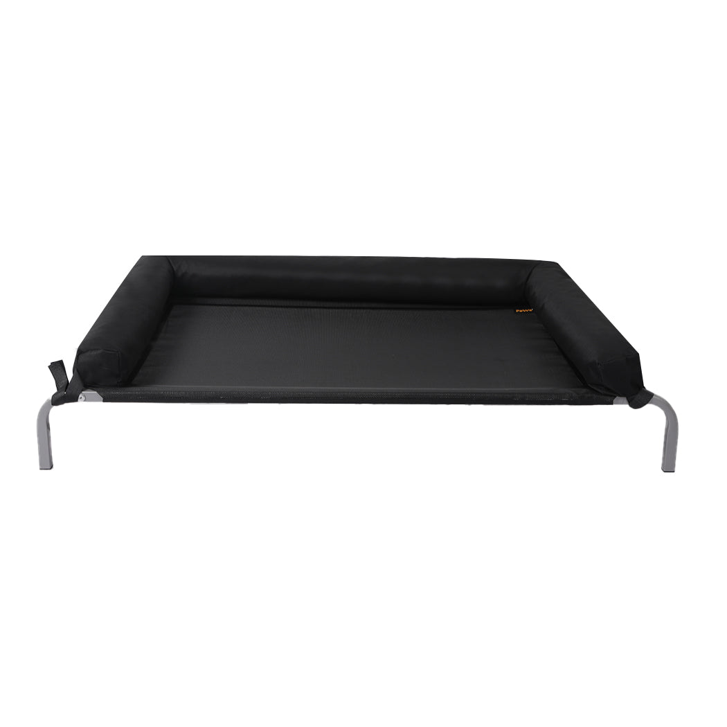 Large Pet Bed Black Fabric 77x47x15cm
