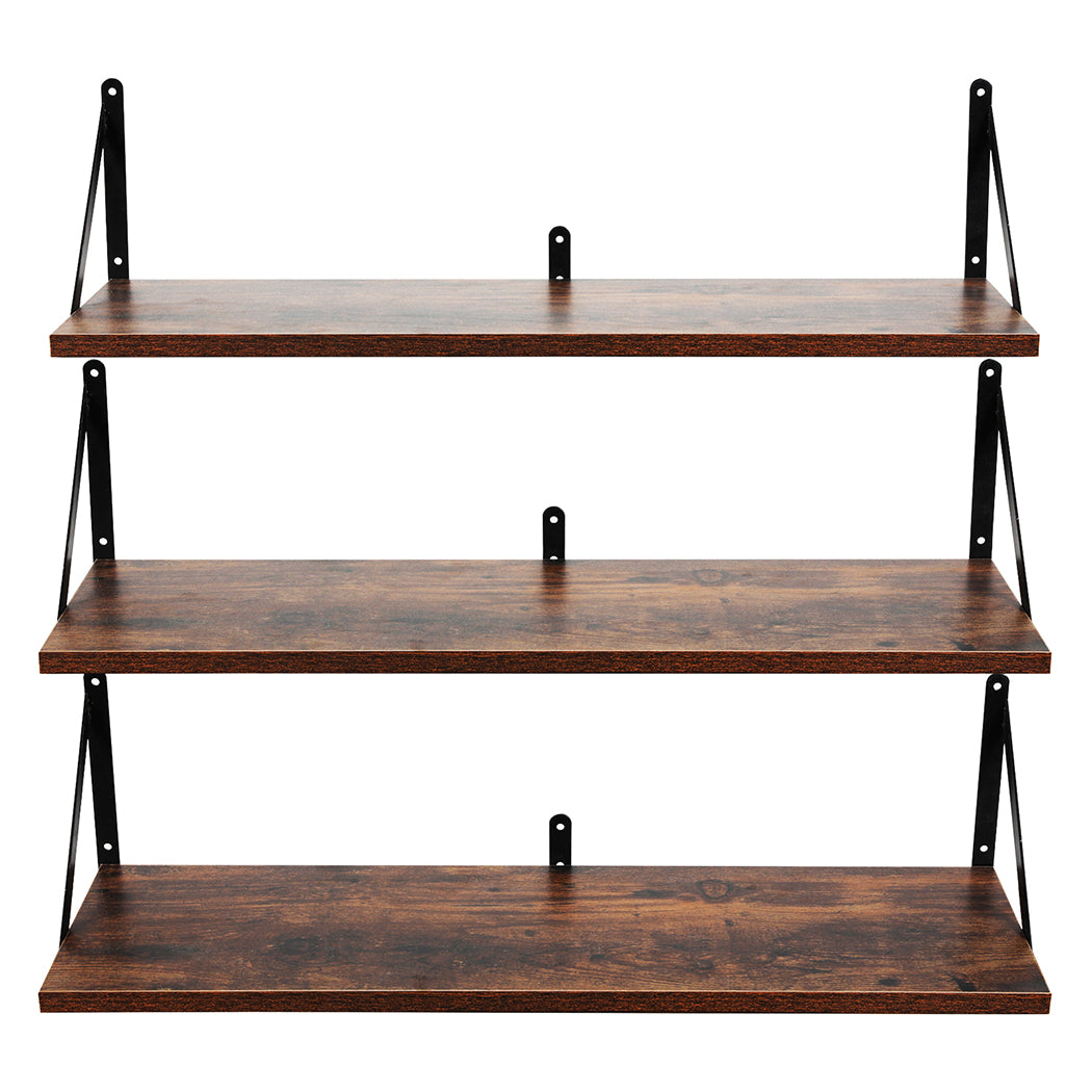 Rustic Floating Shelves Set 3 Wall Mounted | Simpledeals