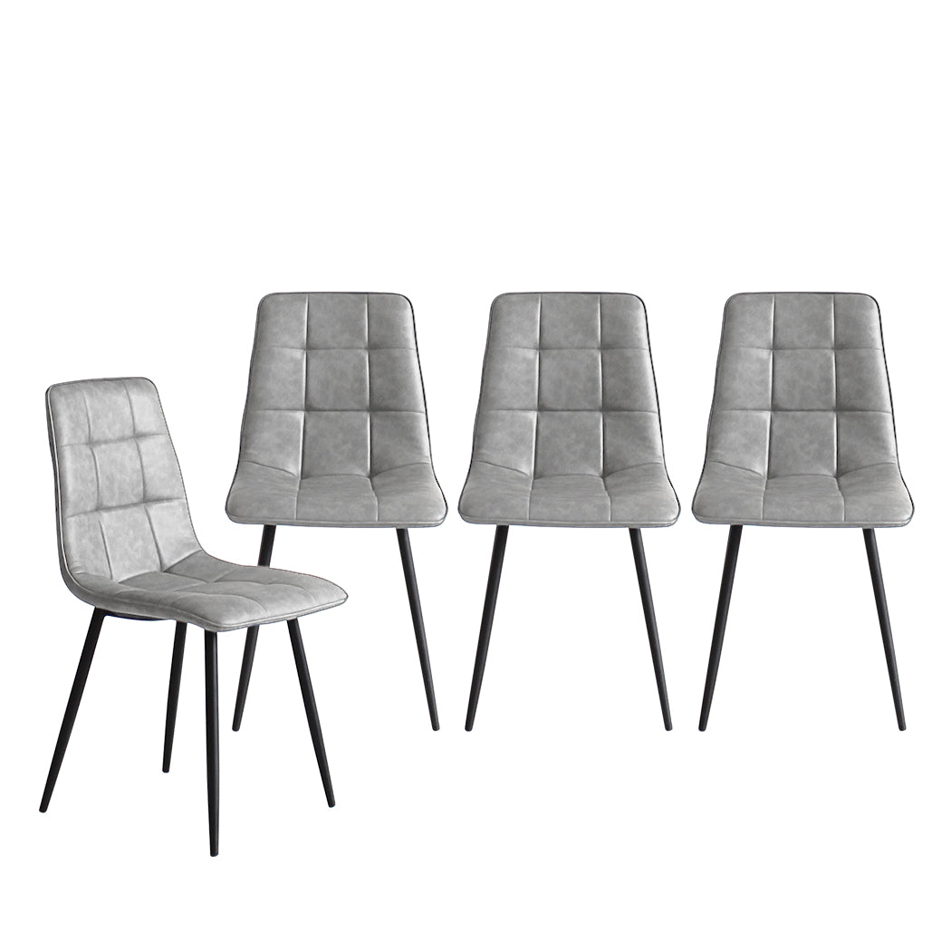 4x Dining Chairs Lounge Room Padded Seat PU Leather Grey/Blue