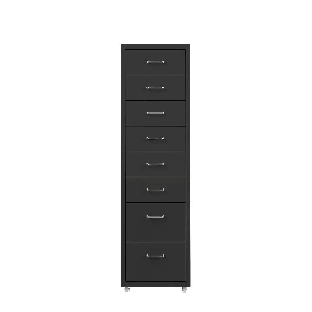 Stylish and Spacious: Black 8-Drawer Office Cabinet for Home Storage