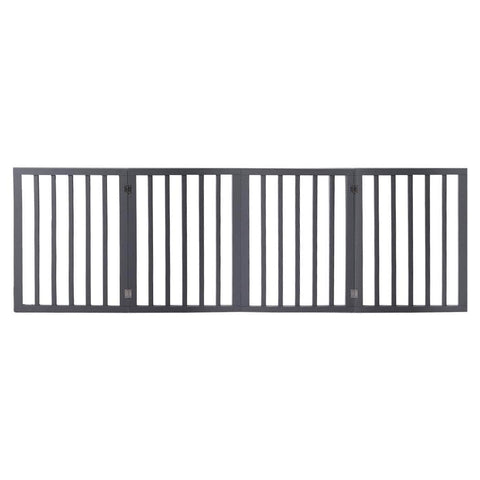 Wooden Pet Gate Dog Fence Foldable Barrier Door 4 Panel White/Grey