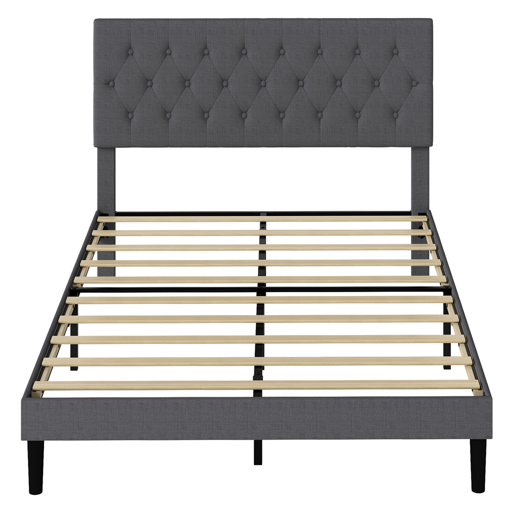Grey Upholstered Queen Bed Frame 203.5x155x103cm