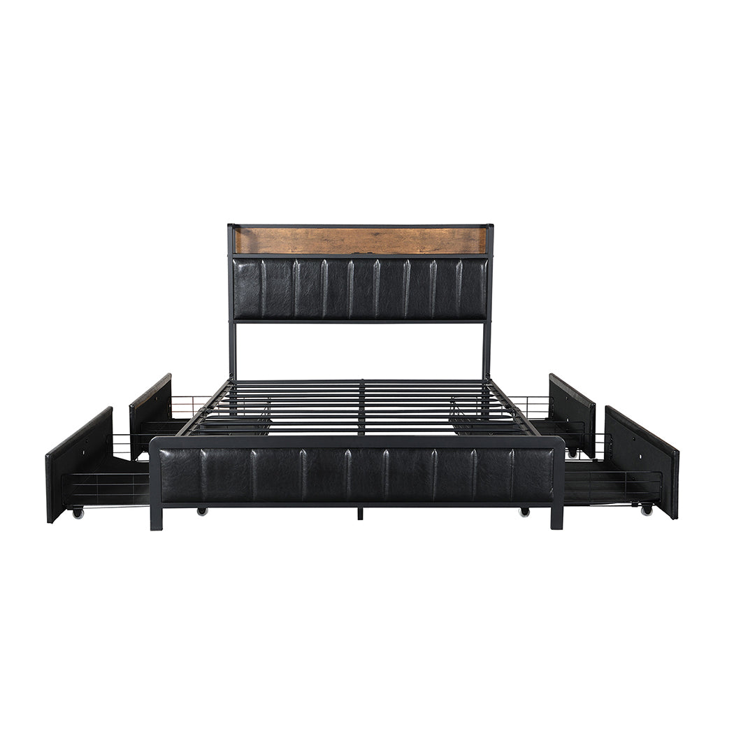 Double Bed Frame Storage Drawer 208x140x101cm
