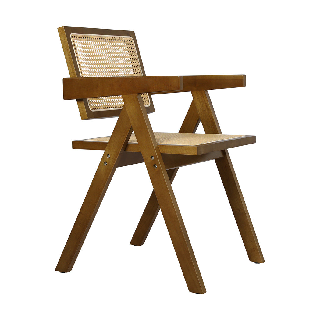 Minimalist 6x Walnut Wicker Armchair Dining Chair  Space-Saving