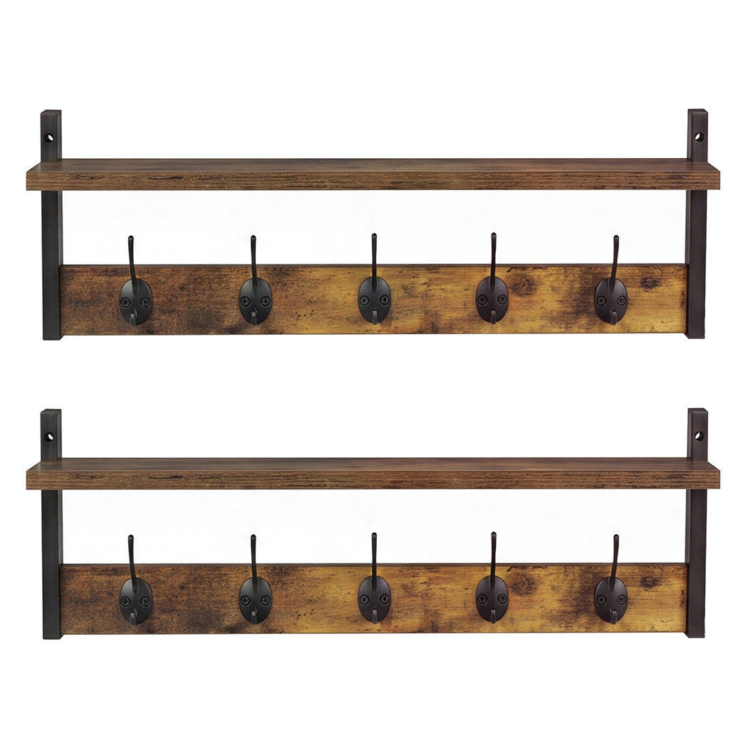Wall Mounted Coat Rack Shelf Double Hooks | Simpledeals