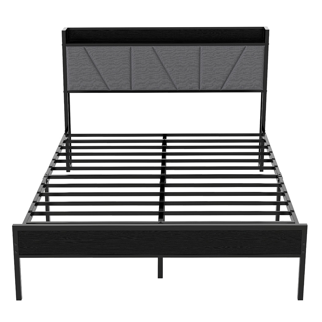 Queen Bed Frame Grey Steel 204x153cm