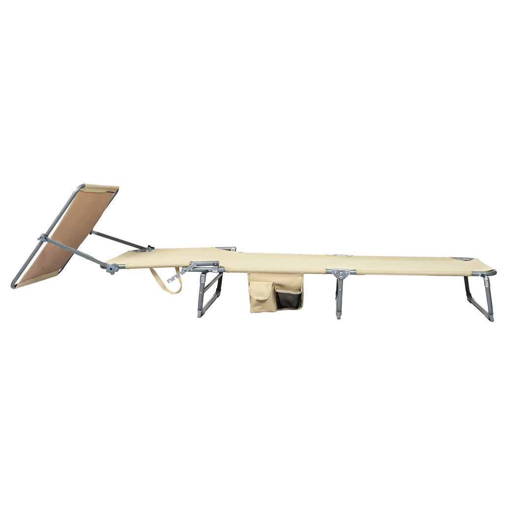 Minimalist Foldable Lounge Chairs with Canopy Khaki  Soft Cushion | id4