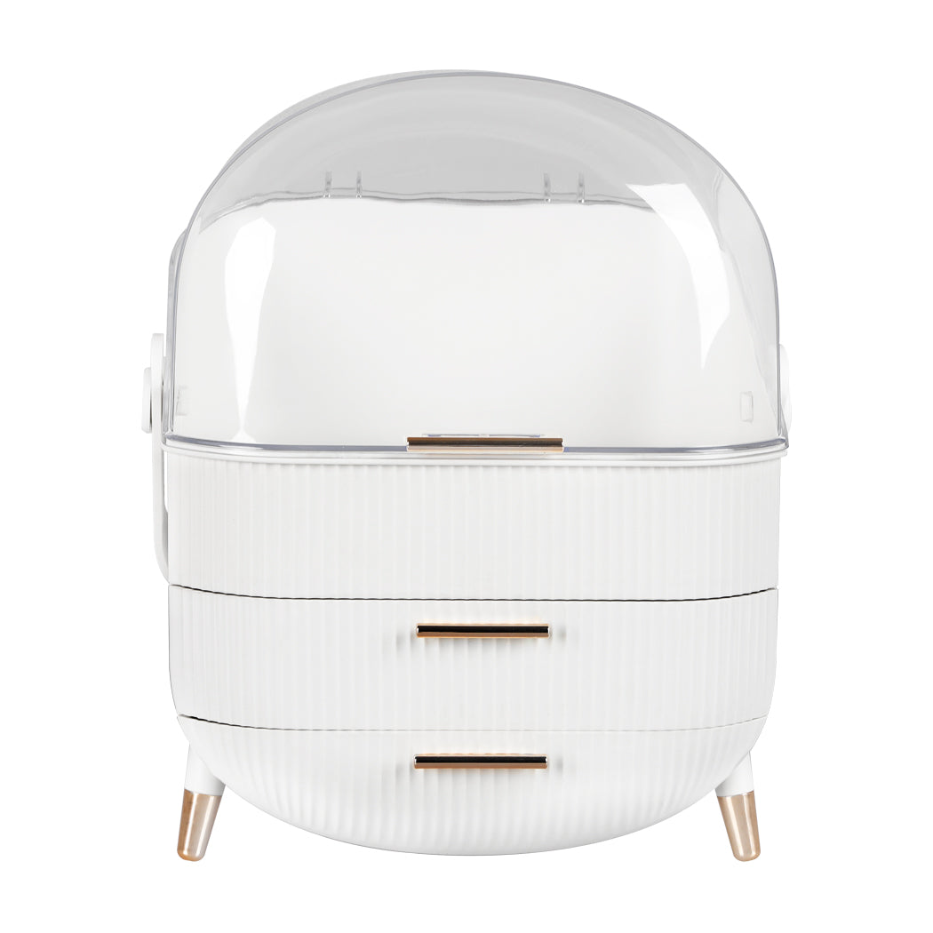 Makeup Organizer Case Portable Cosmetic Jewellery Storage Box White/Green