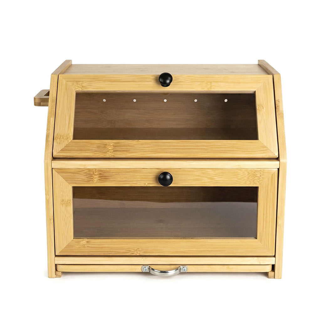 Bamboo Bread Bin Double Layer Cutting Board | Simpledeals