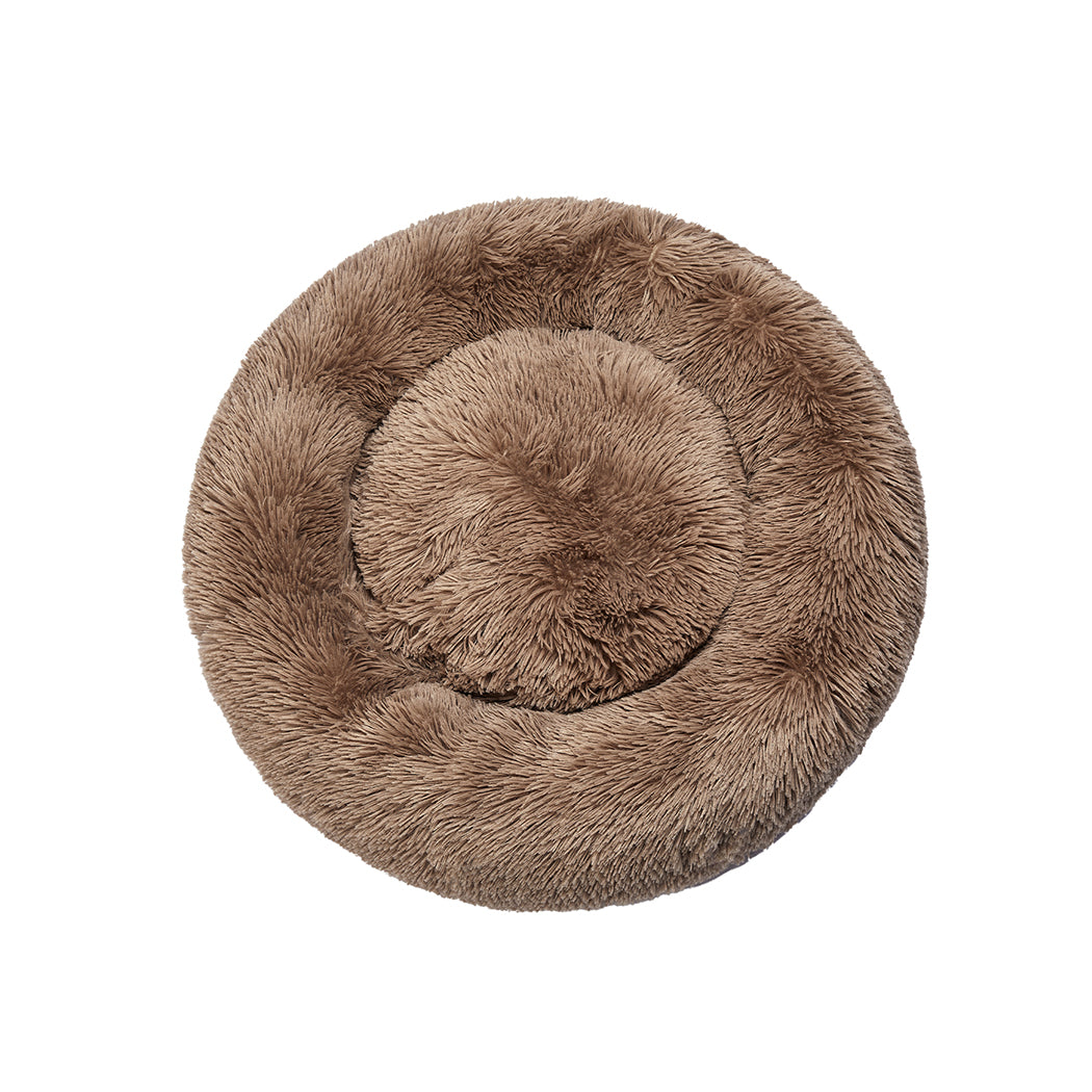 Large Dog Bed Calming Donut Pet Mattress Soft Plush Washable Brown