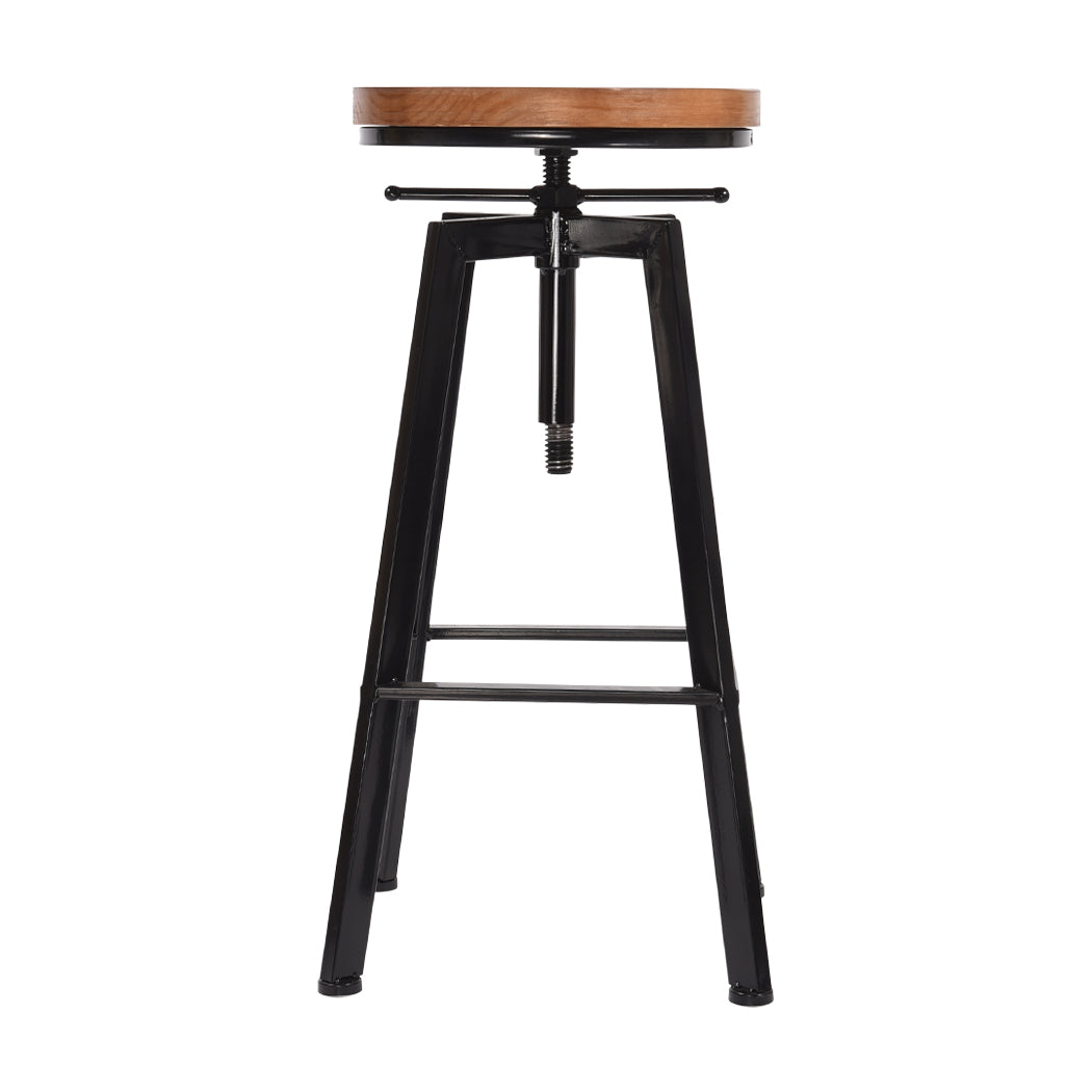 Wooden Barstools Swivel Vintage - 4x Bar Stools Industrial