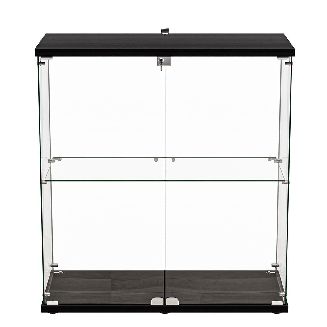 id11&12 - Luxury Glass Display Cabinet Lockable Collections Storage 2 Tier