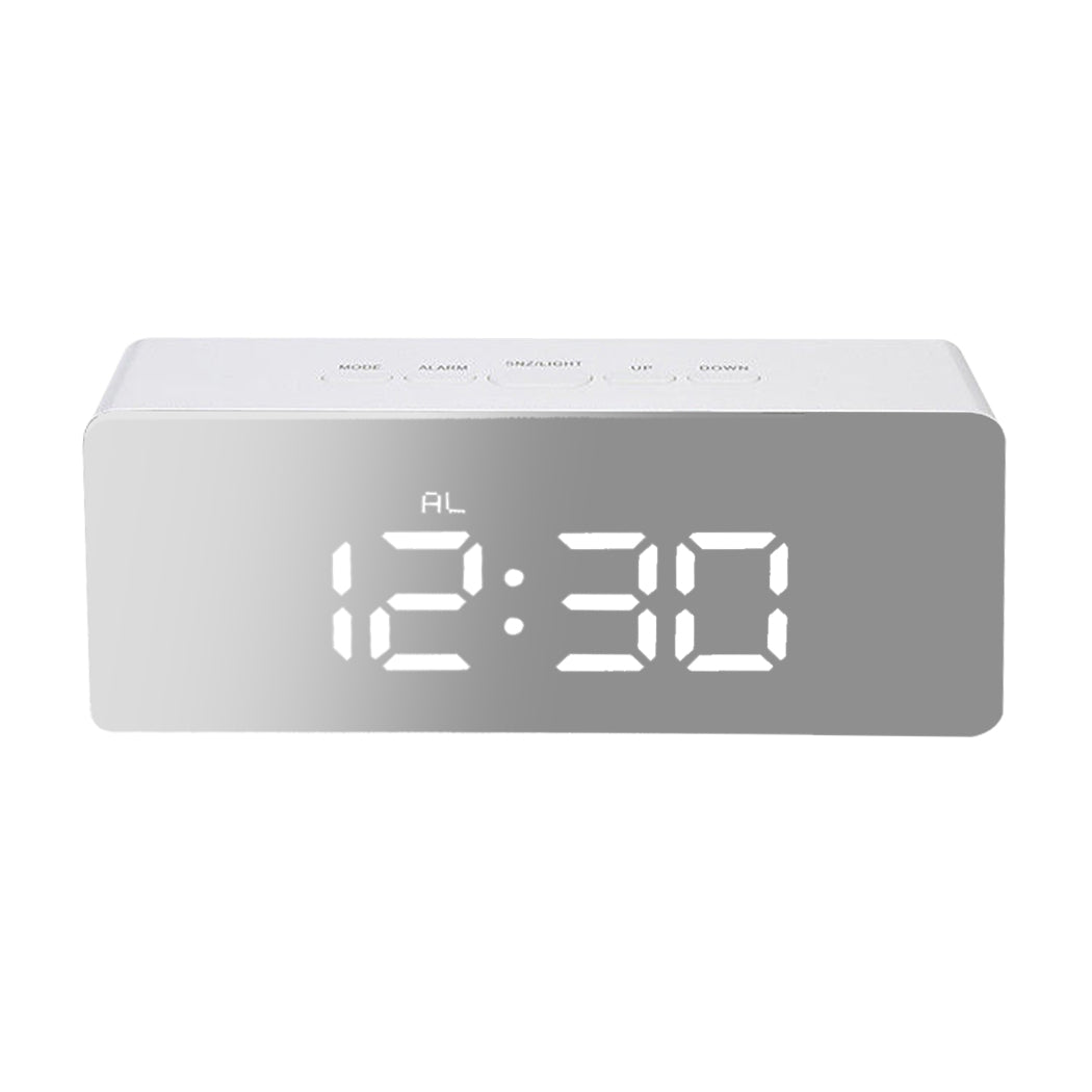 Alarm Clock Digital Led Mirror Desk Silver | Silver colour