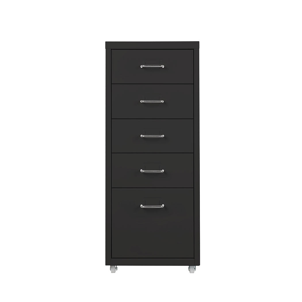 5 Drawer Storage Office Cabinet Black Office Filing Drawer Unit