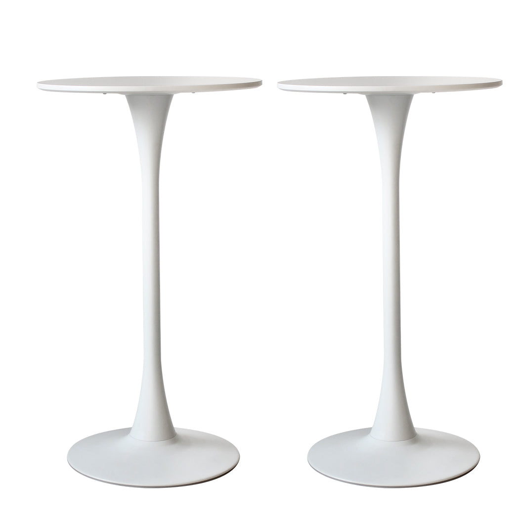 Set of 2 White Round Bar Table Minimalist Pub Dining Tables