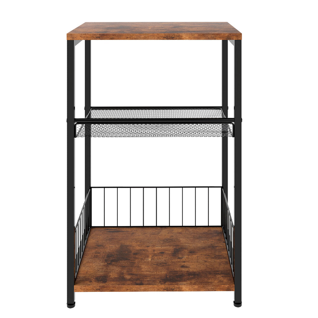 Side Table 3-Tier Storage Brown 40x30x60cm